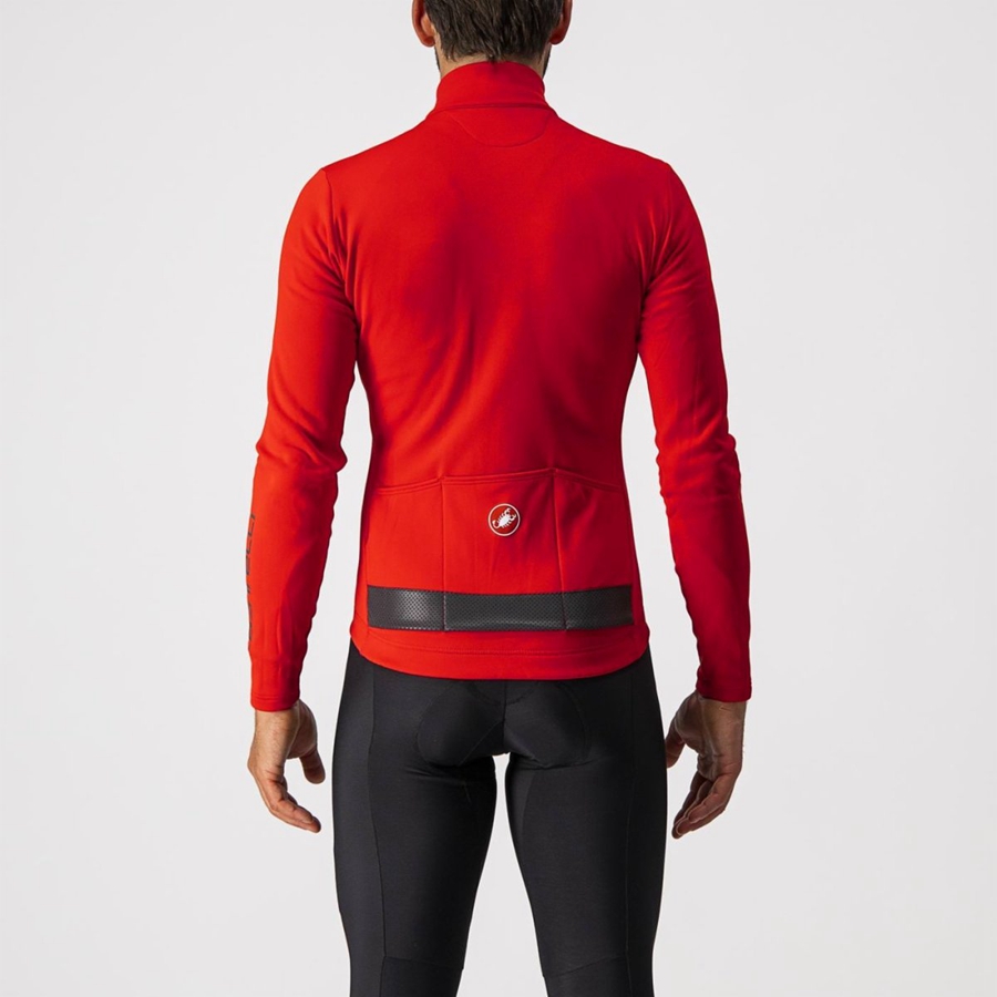 Red / Black Castelli PURO 3 FZ Men Jersey | FAE760891