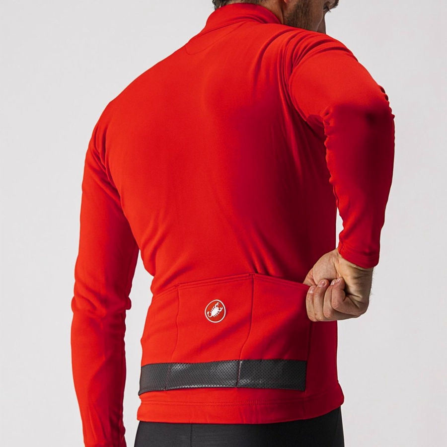 Red / Black Castelli PURO 3 FZ Men Jersey | FAE760891