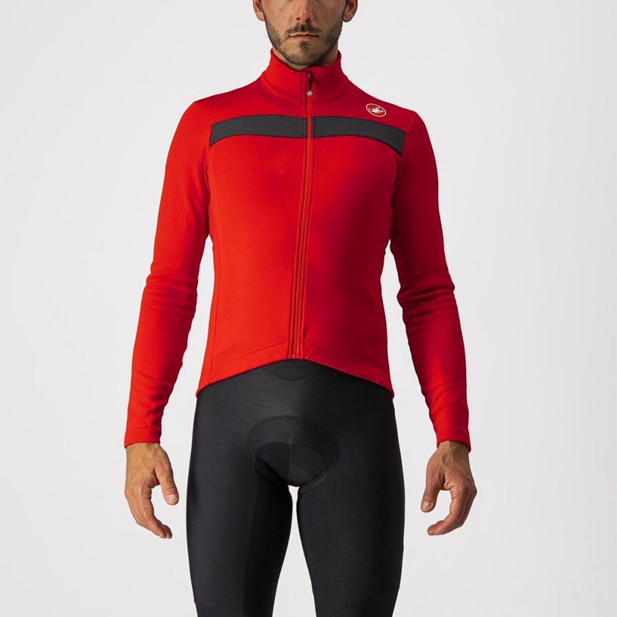 Red / Black Castelli PURO 3 FZ Men Jersey | FAE760891