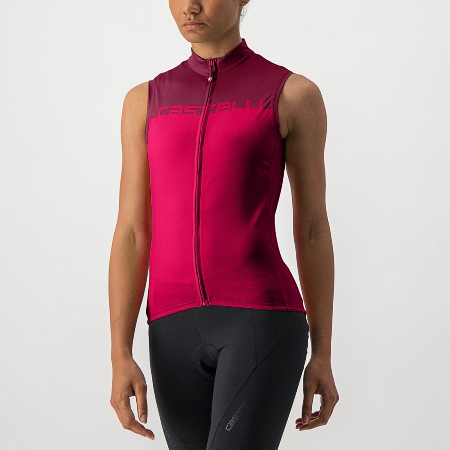 Red / Burgundy Castelli VELOCISSIMA SLEEVELESS Women Jersey | FSO930516