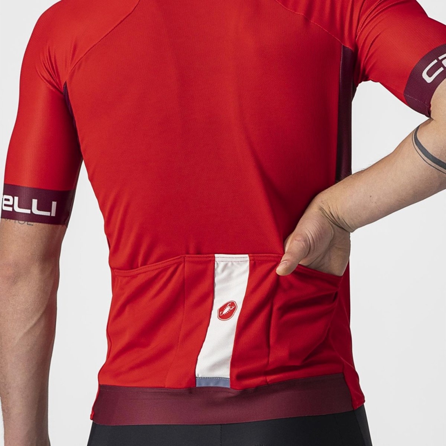 Red / Burgundy / White Castelli ENTRATA VI Men Jersey | EPV149837