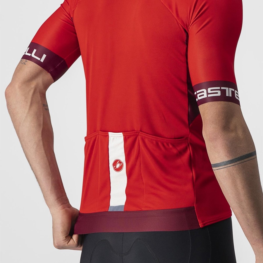 Red / Burgundy / White Castelli ENTRATA VI Men Jersey | EPV149837