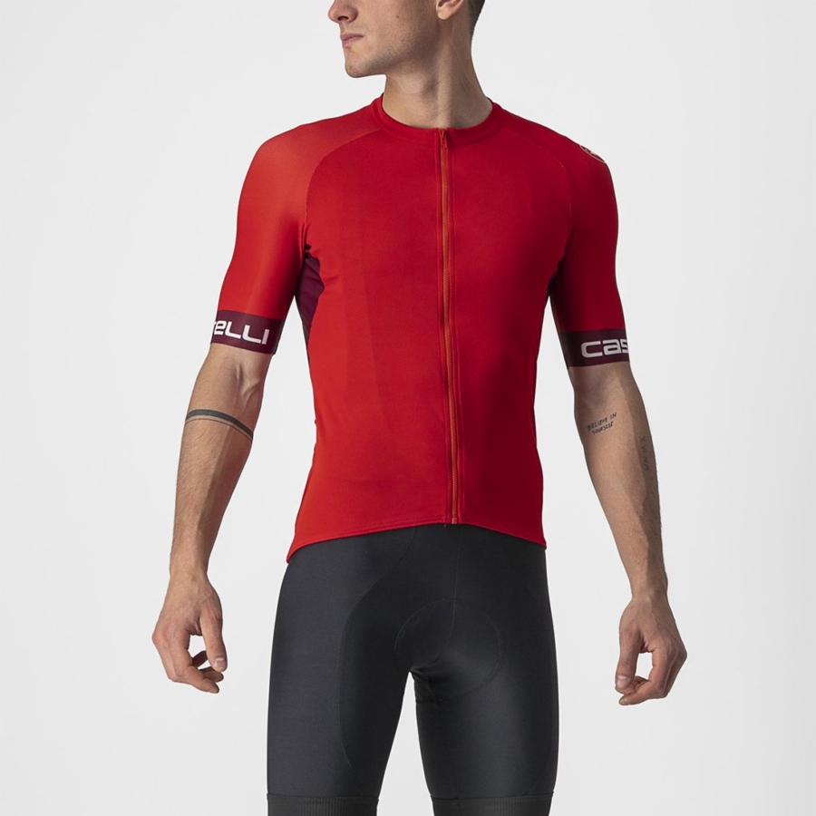 Red / Burgundy / White Castelli ENTRATA VI Men Jersey | EPV149837