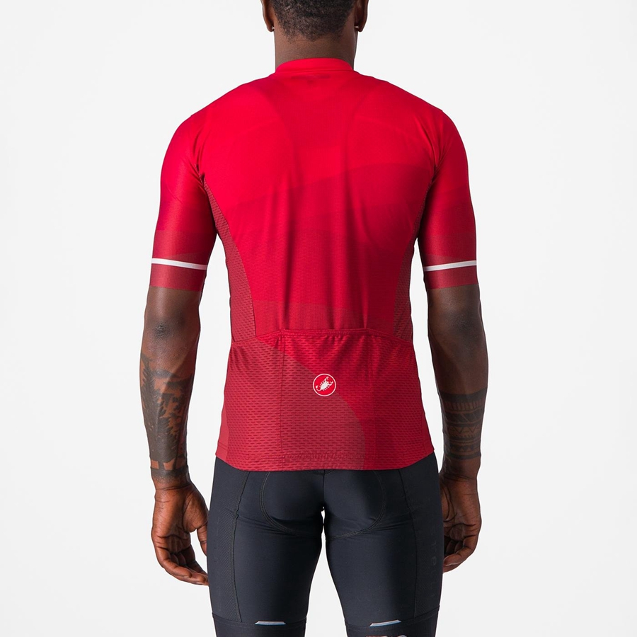 Red / Red / White Castelli ORIZZONTE Men Jersey | KOD269750