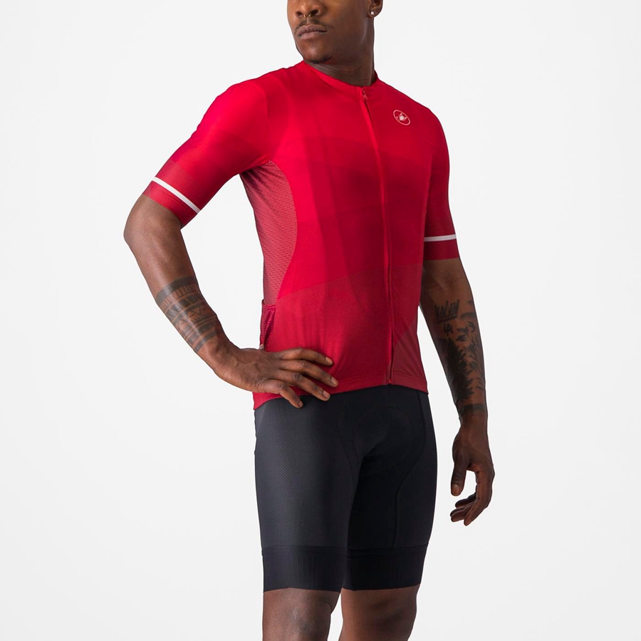 Red / Red / White Castelli ORIZZONTE Men Jersey | KOD269750