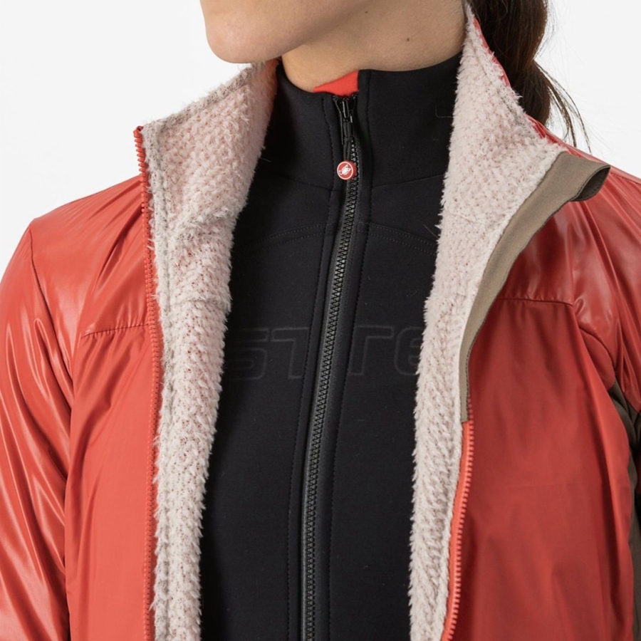 Red / Silver Grey Castelli UNLIMITED 2 W PUFFY Women Jackets | SVX802431