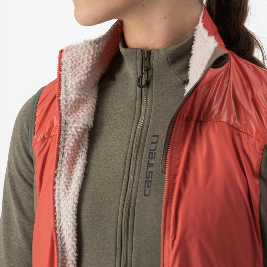 Red / Silver Grey Castelli UNLIMITED W PUFFY Women Vest | IPB872059