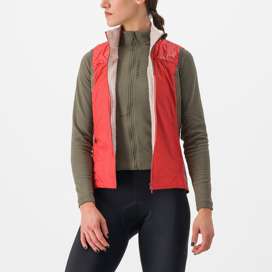 Red / Silver Grey Castelli UNLIMITED W PUFFY Women Vest | IPB872059