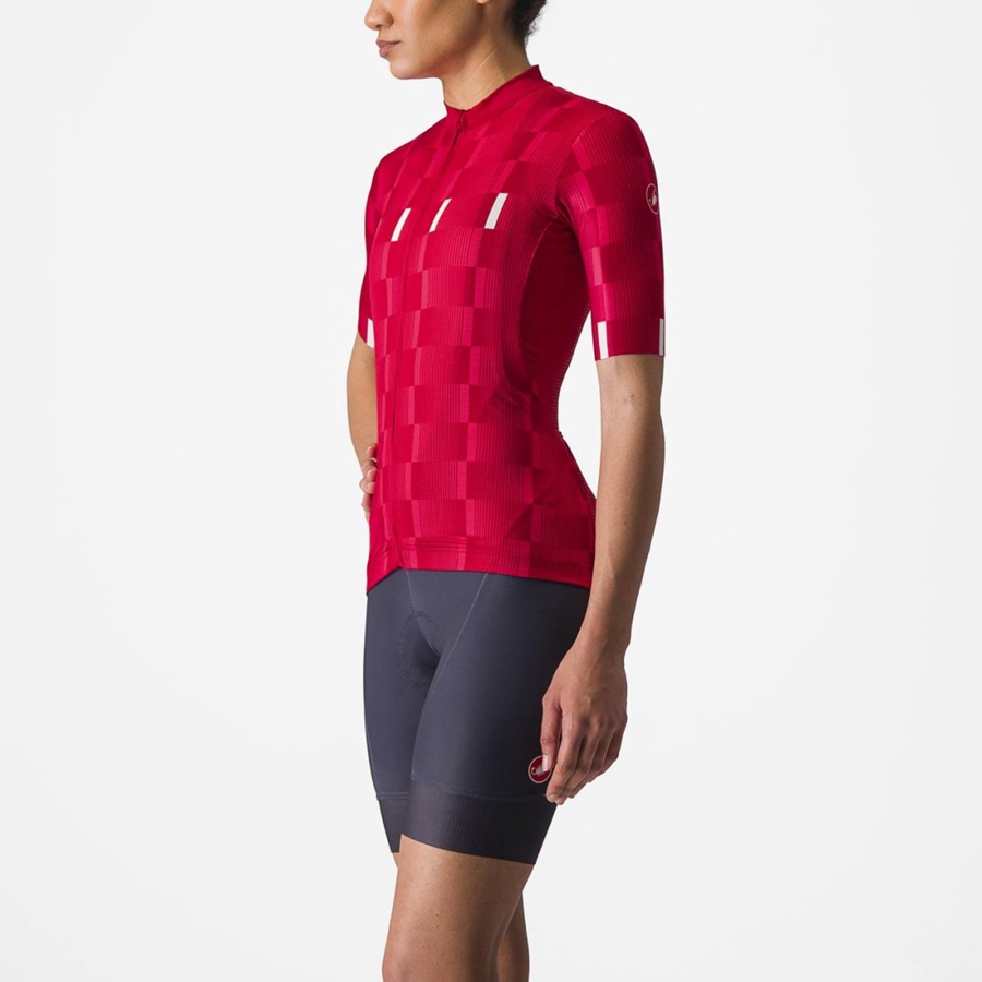 Red / White Castelli DIMENSIONE Women Jersey | UQG261385