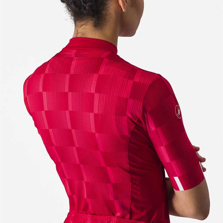 Red / White Castelli DIMENSIONE Women Jersey | UQG261385