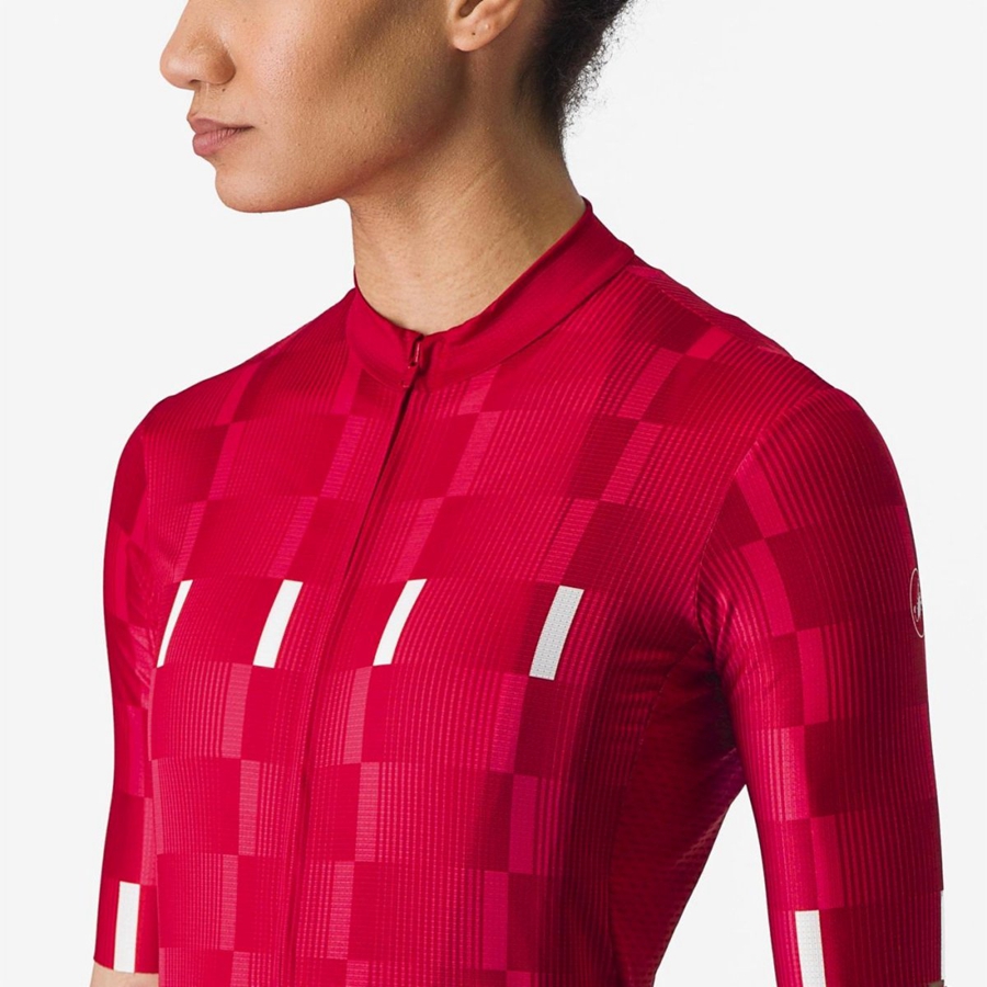 Red / White Castelli DIMENSIONE Women Jersey | UQG261385