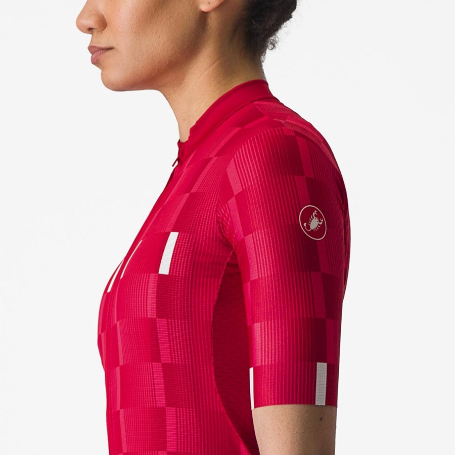 Red / White Castelli DIMENSIONE Women Jersey | UQG261385