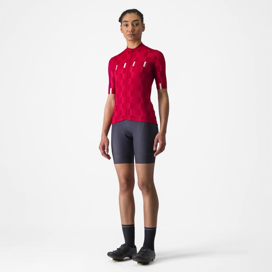 Red / White Castelli DIMENSIONE Women Jersey | UQG261385