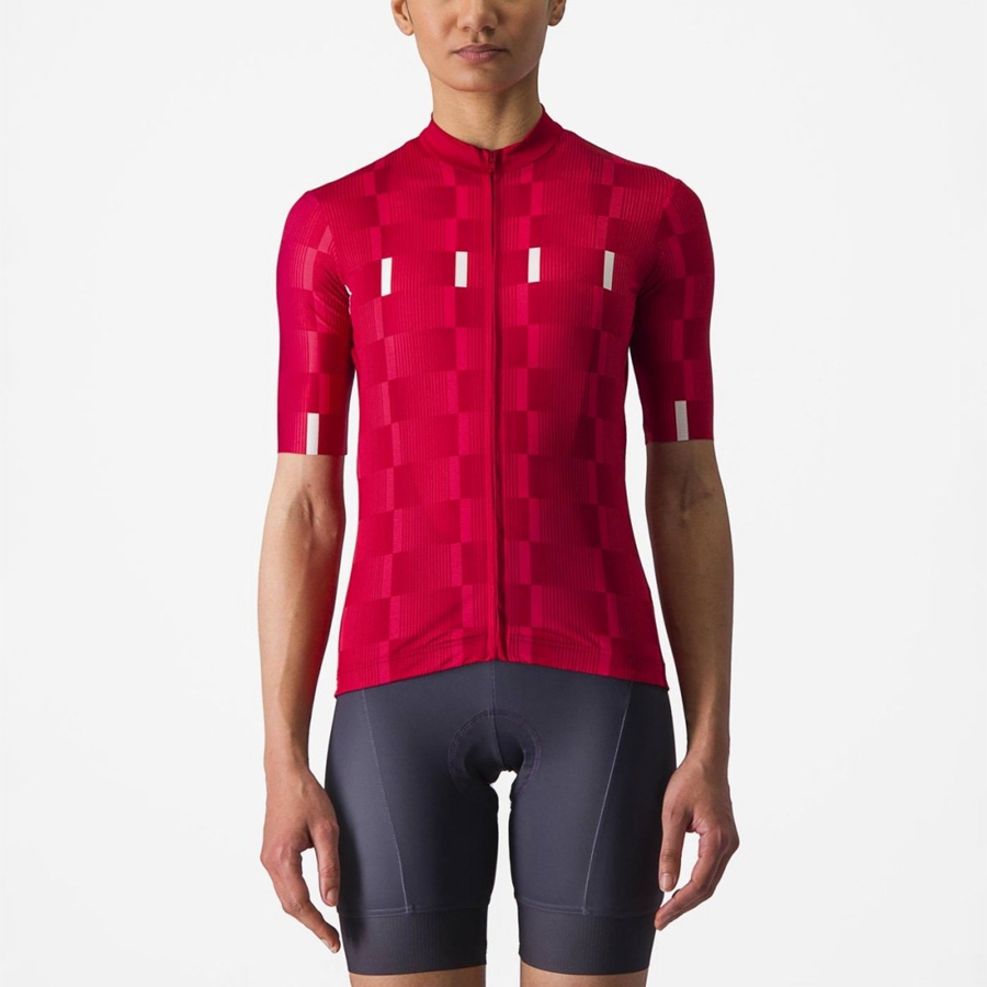 Red / White Castelli DIMENSIONE Women Jersey | UQG261385