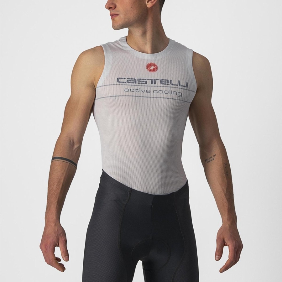 Silver Grey Castelli ACTIVE COOLING SLEEVELESS Men Base Layer | XVR138509