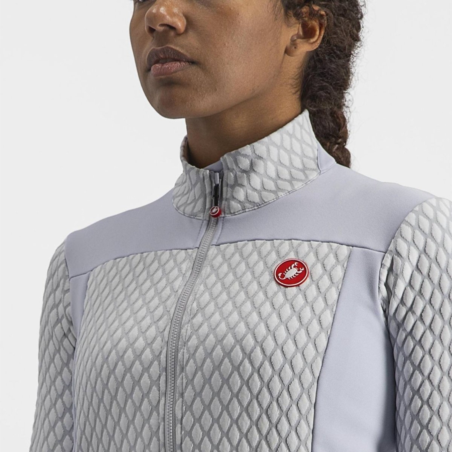 Silver Grey / White Castelli SFIDA 2 FZ Women Jersey | MPB287469