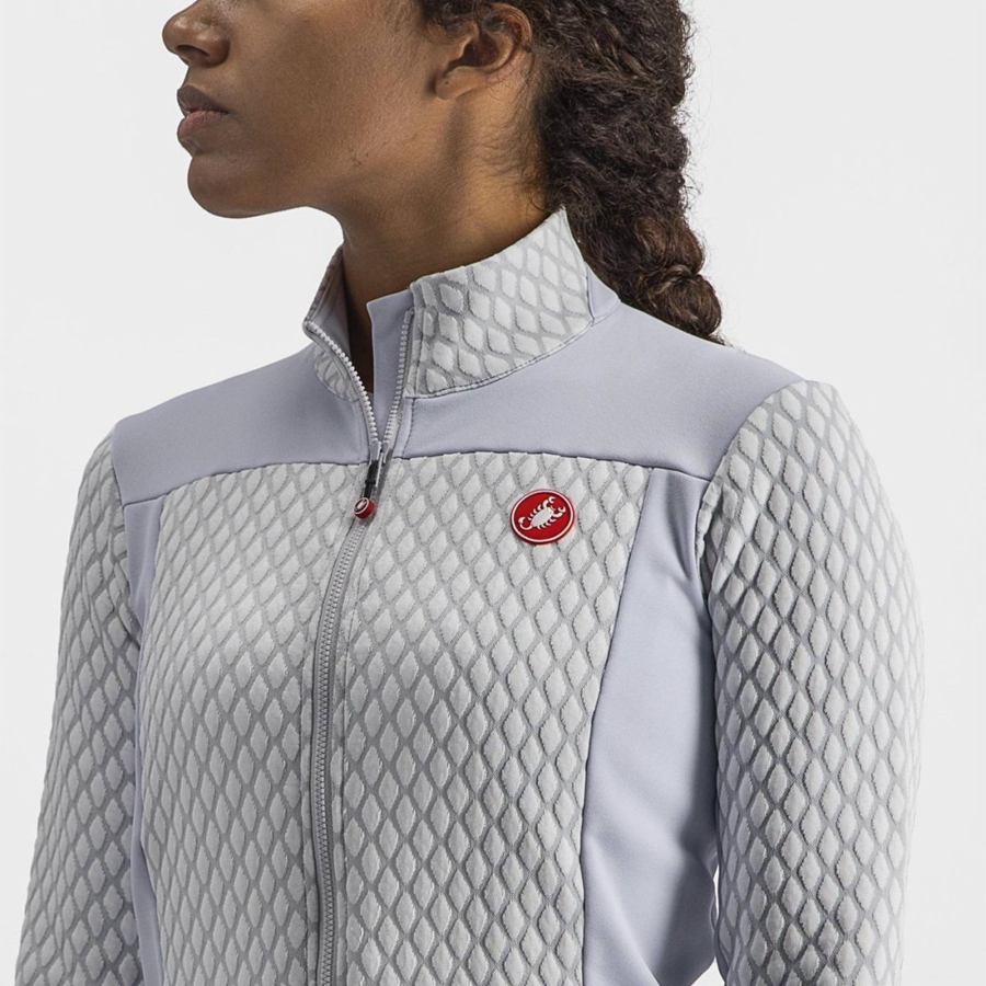 Silver Grey / White Castelli SFIDA 2 FZ Women Jersey | MPB287469