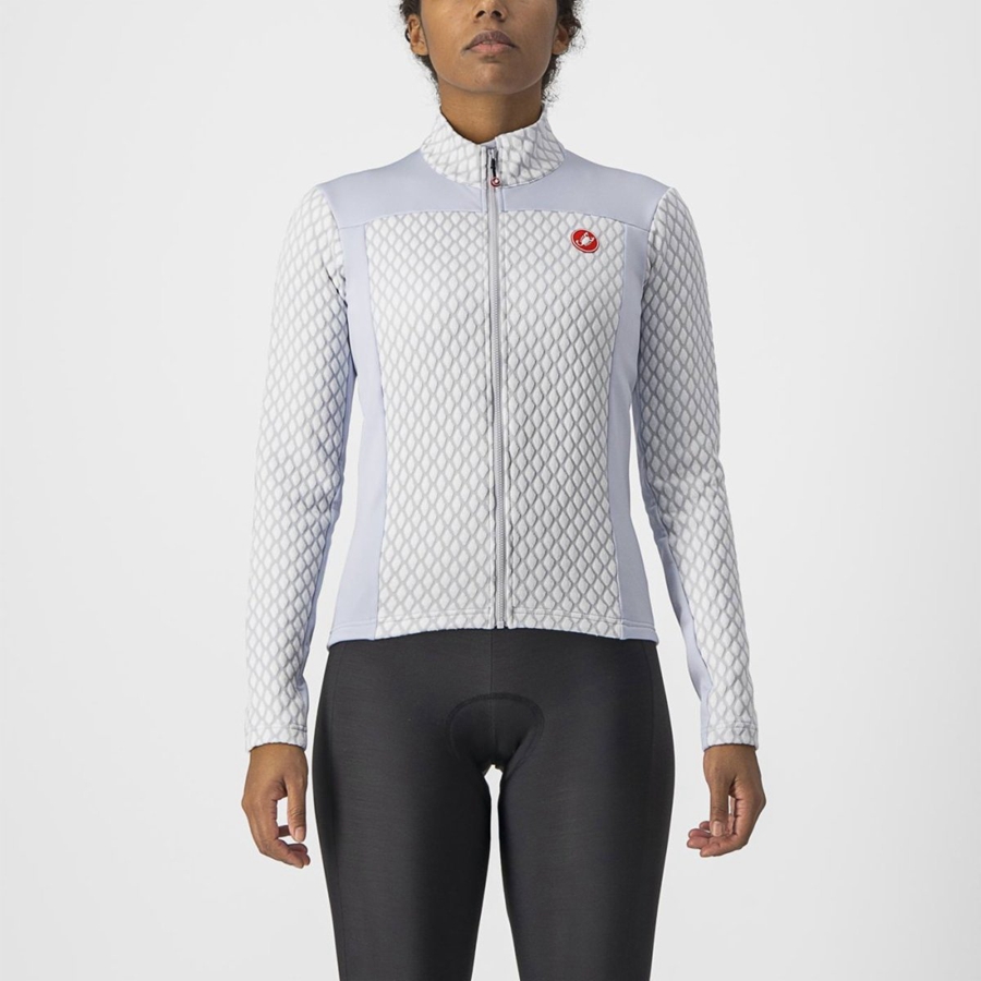 Silver Grey / White Castelli SFIDA 2 FZ Women Jersey | MPB287469