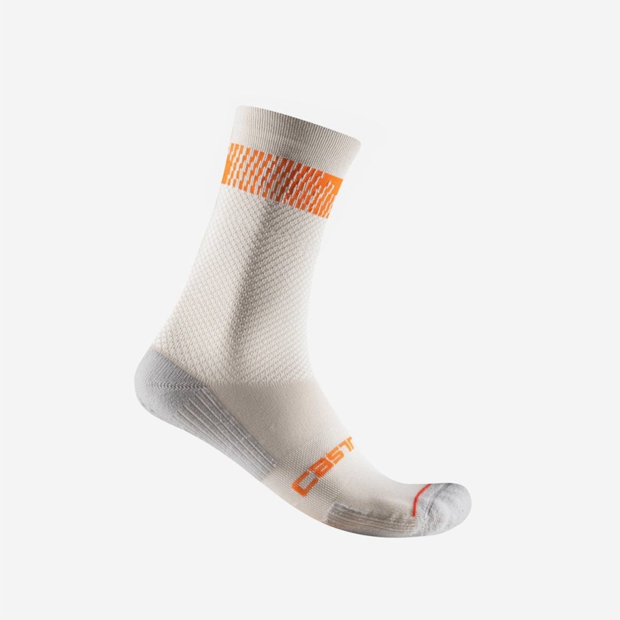 Silver / Orange Red Castelli UNLIMITED 18 Men Socks | DJS324980