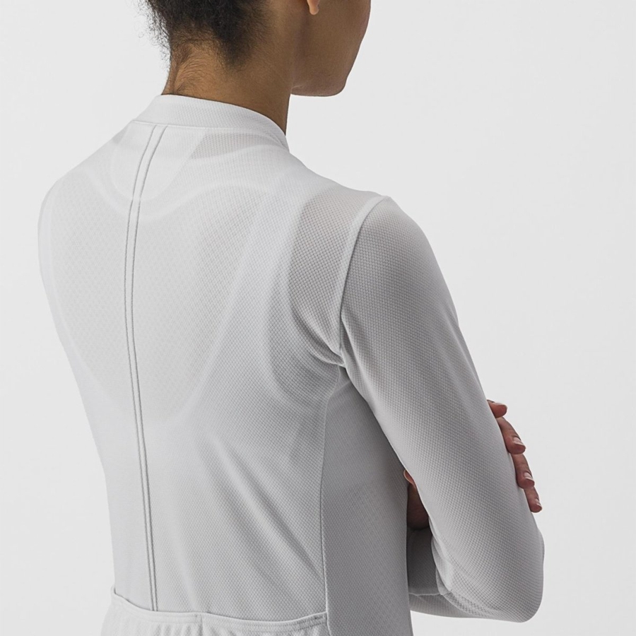 White Castelli ANIMA 4 LONG SLEEVE Women Jersey | MWB721640