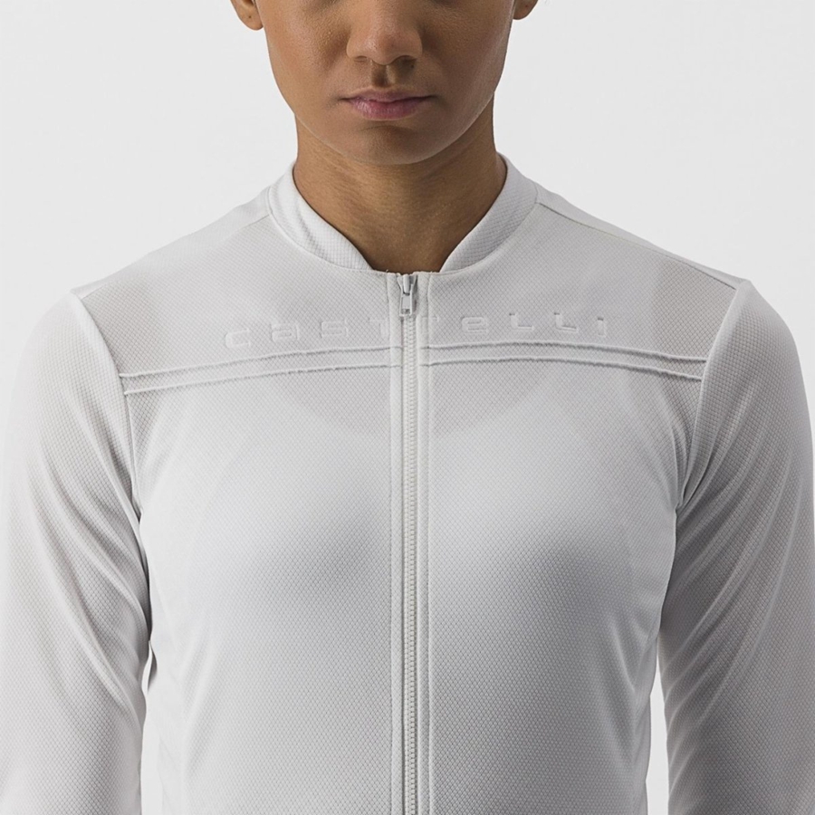 White Castelli ANIMA 4 LONG SLEEVE Women Jersey | MWB721640