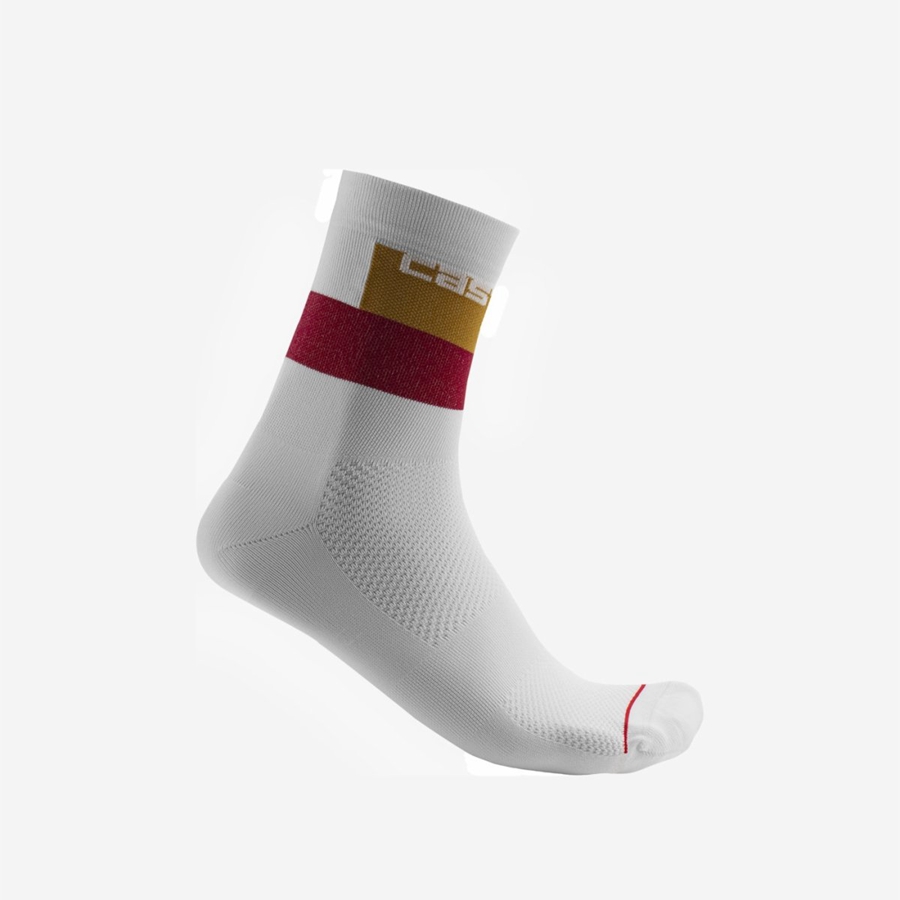 White Castelli BLOCCO 15 Men Socks | HKG427130