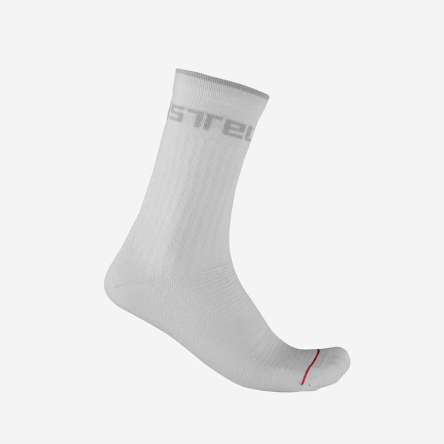 White Castelli DISTANZA 20 Men Socks | CPT018537