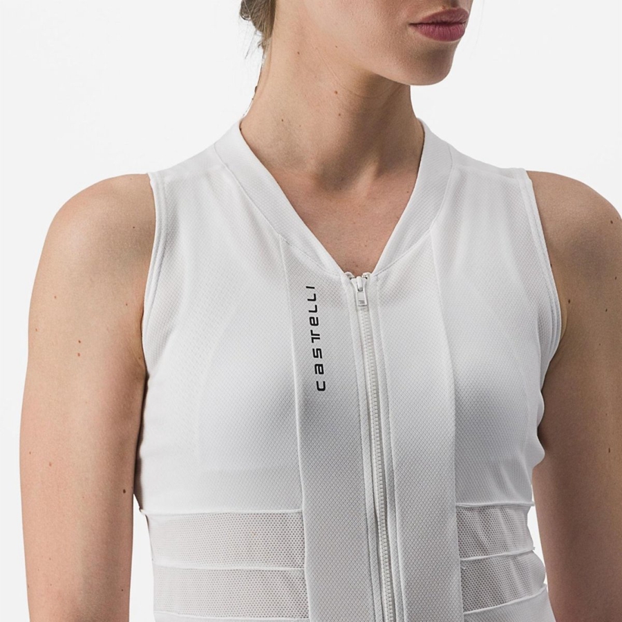 White / Black Castelli ANIMA 4 SLEEVELESS Women Jersey | AMB863591