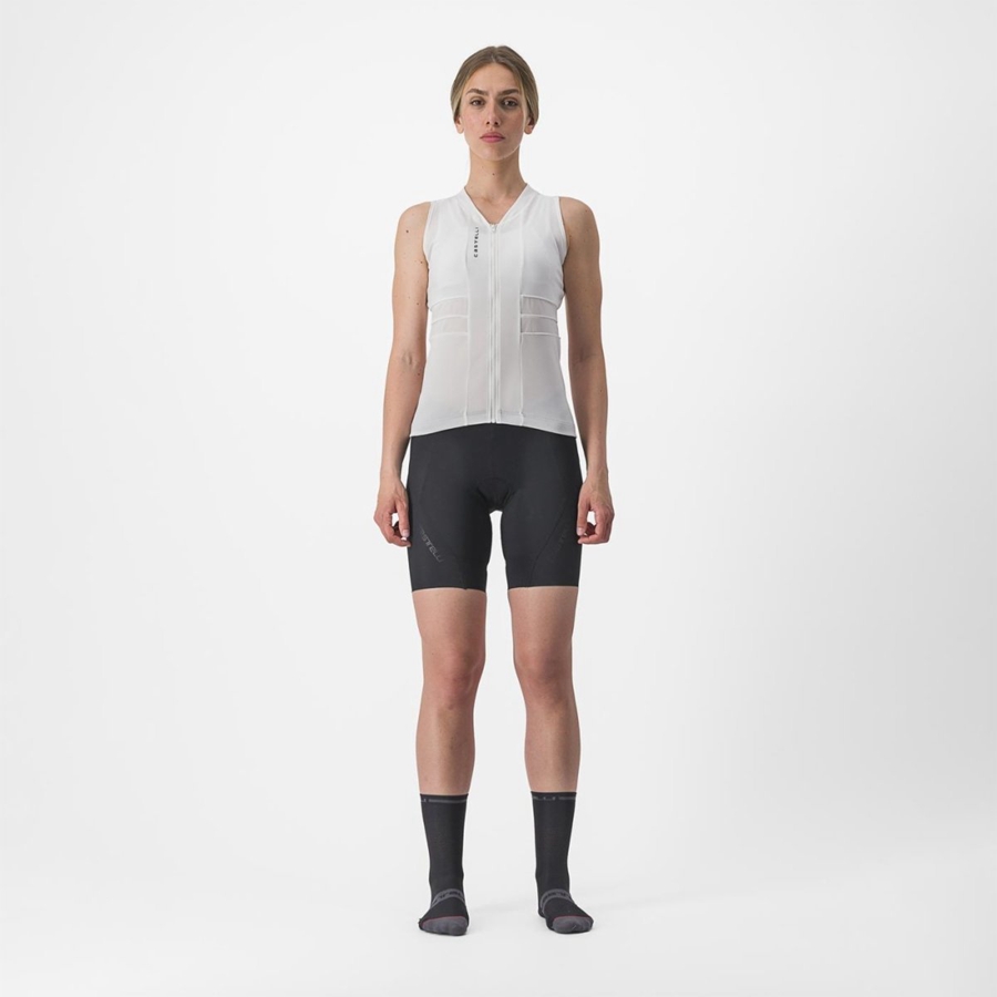 White / Black Castelli ANIMA 4 SLEEVELESS Women Jersey | AMB863591