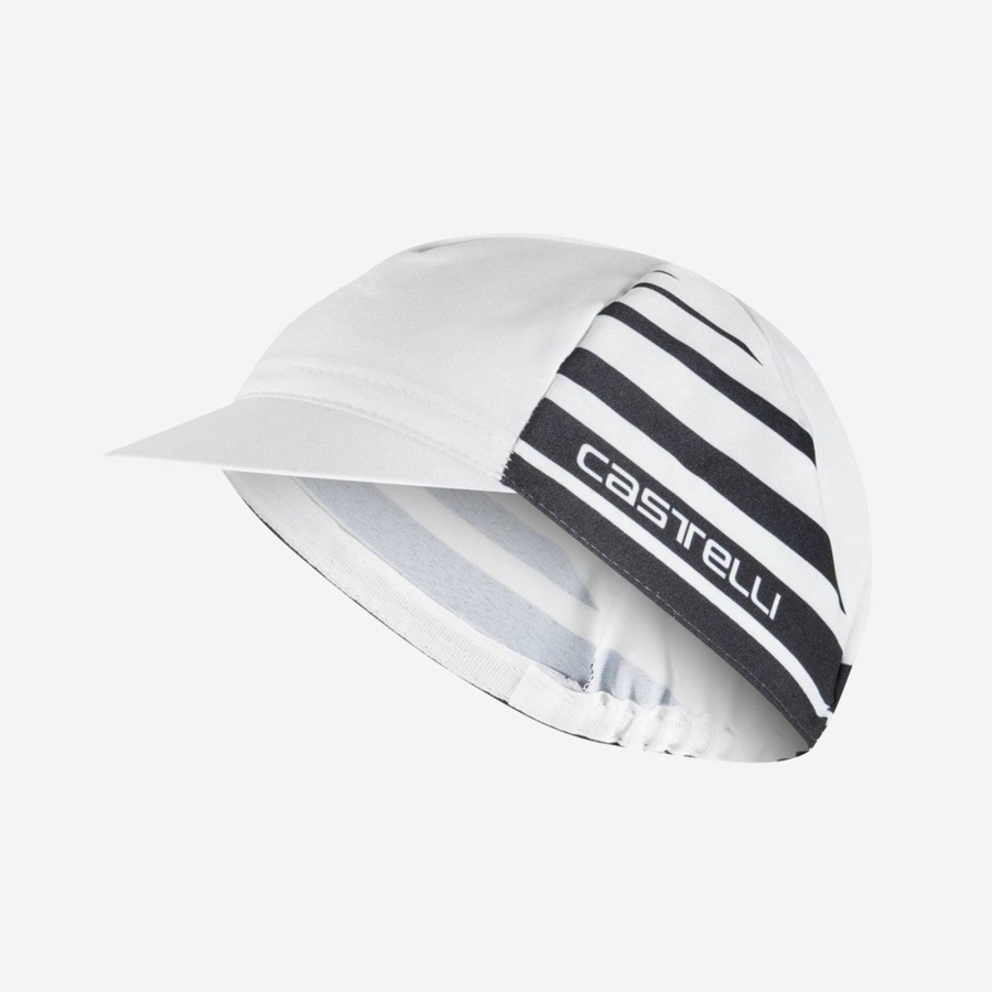 White / Black Castelli CLASSICO Men Cap | QAJ673825