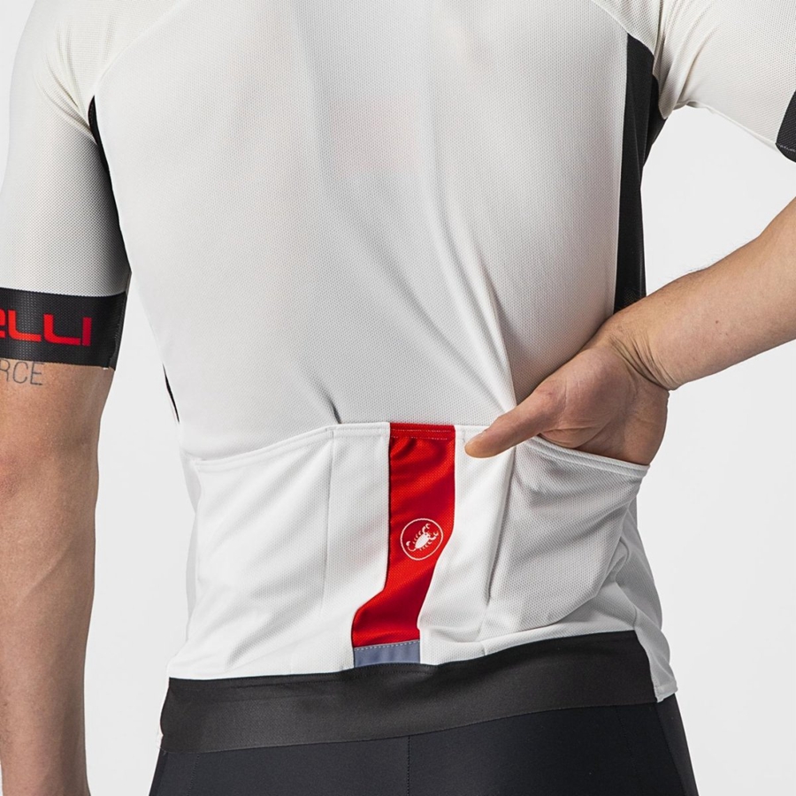 White / Black / Red Castelli ENTRATA VI Men Jersey | VTU983172