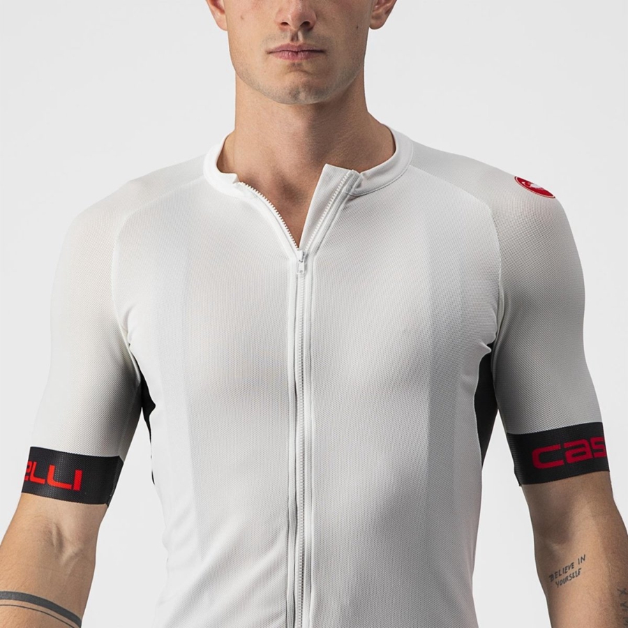 White / Black / Red Castelli ENTRATA VI Men Jersey | VTU983172