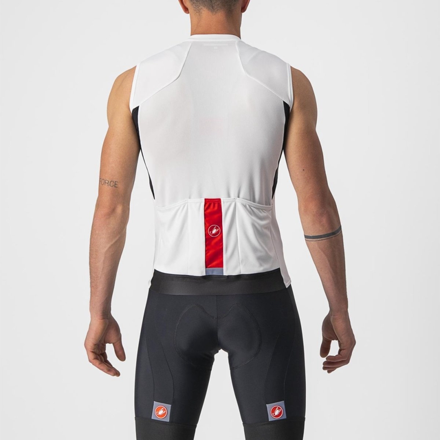 White / Black / Red Castelli ENTRATA VI SLEEVELESS Men Jersey | EXS934650