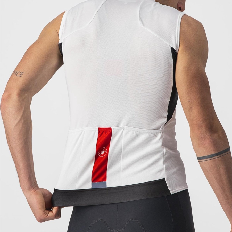 White / Black / Red Castelli ENTRATA VI SLEEVELESS Men Jersey | EXS934650