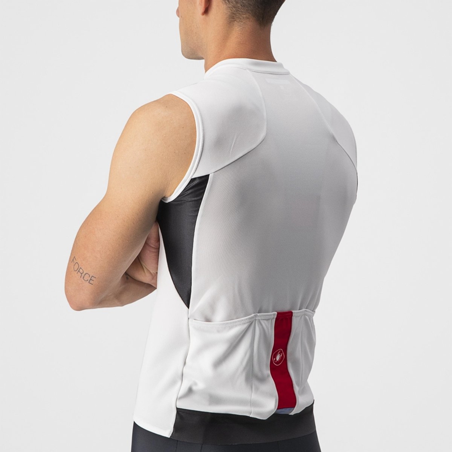 White / Black / Red Castelli ENTRATA VI SLEEVELESS Men Jersey | EXS934650