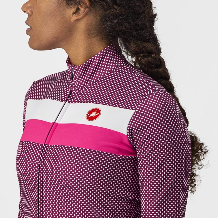 White / Pink Castelli VOLARE LS Women Jersey | RTX452791