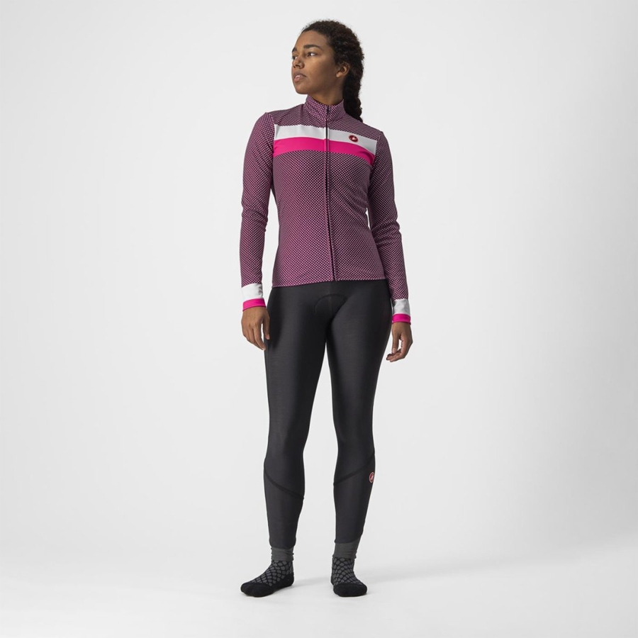 White / Pink Castelli VOLARE LS Women Jersey | RTX452791